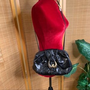 Vintage Sharif Leather 1980s Crossbody Clutch USA